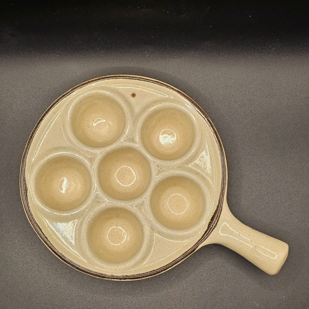 Vintage Escargot Plate‎ Ceramic Appetizer Serving Dish Snail Plate Handle